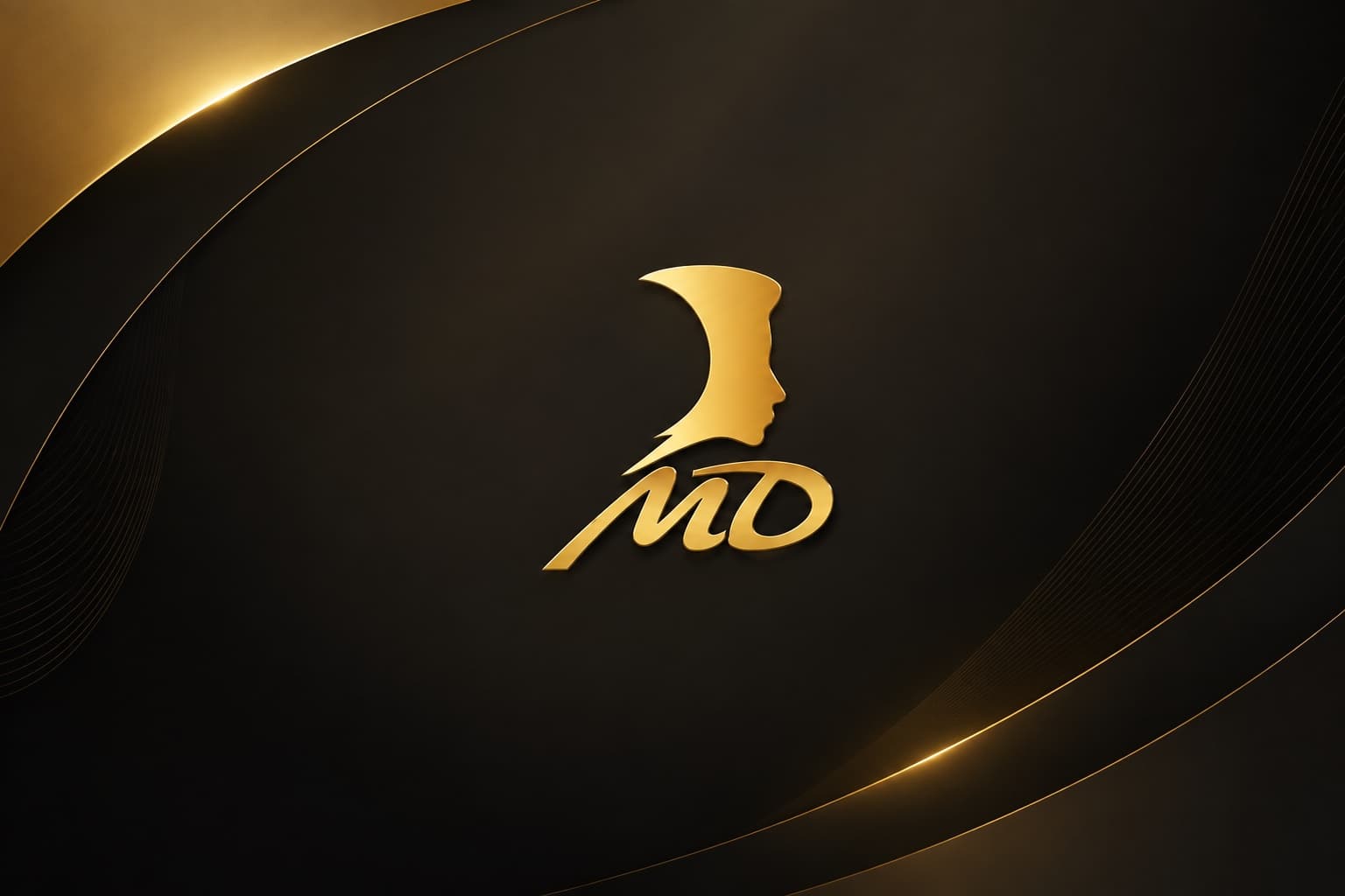 MahaDahlan gold MD logo on a dark background